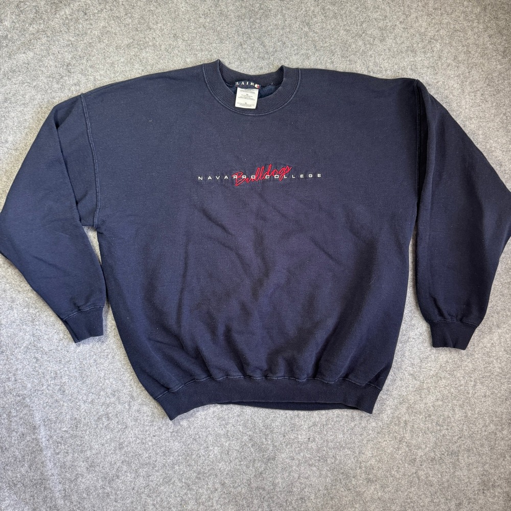 Lair Sport Mens Navarro College Bulldogs Sweatshirt XL Navy Blue Embroidered